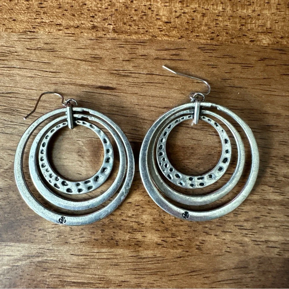 Premier Designs Southwestern Boho Silver Triple Hoop Pierced Earrings